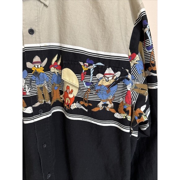 KARMAN Looney Tunes Button Down Shirt Warner Bros Western Collection XXL 1990’s - Picture 8 of 13